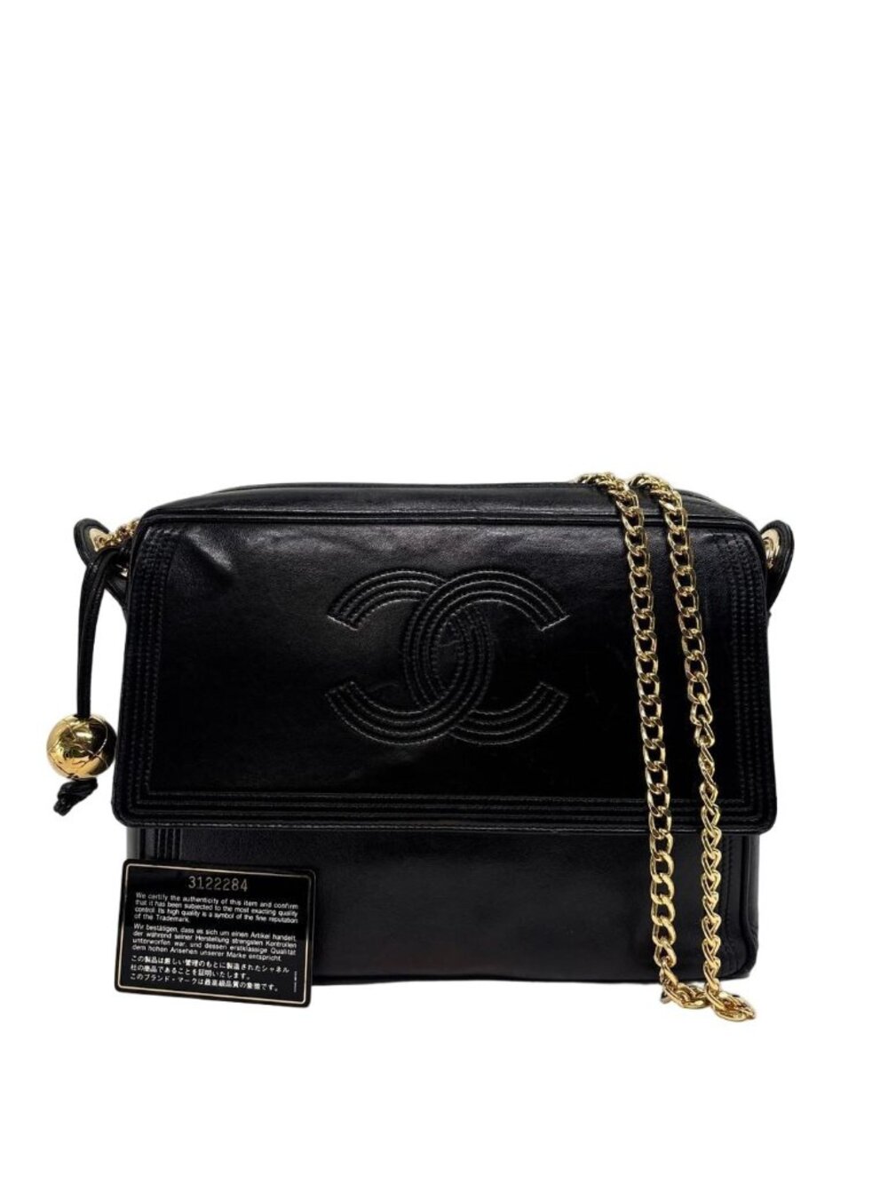 Chanel Lambskin CC Logo Shoulder Bag Black